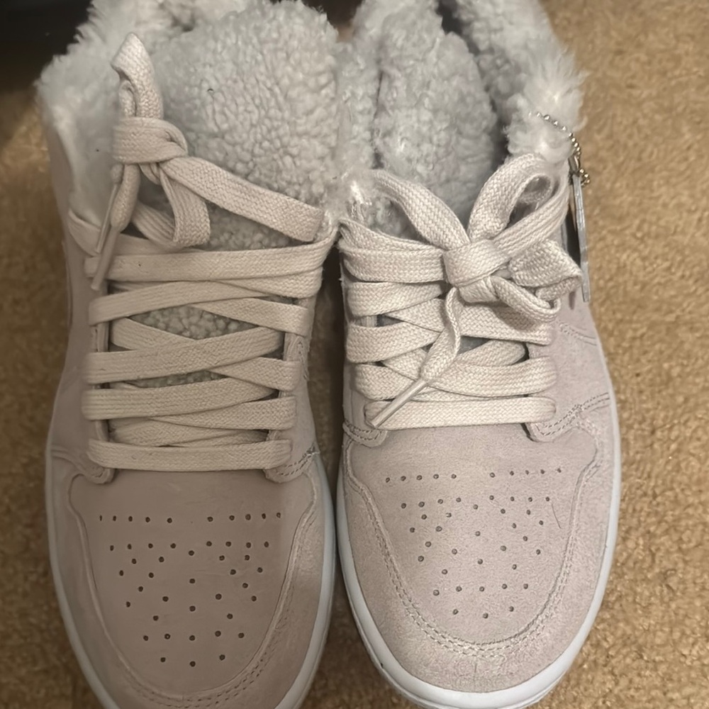 Jordan Cream and White Cozy Sneakers with Suede Upper